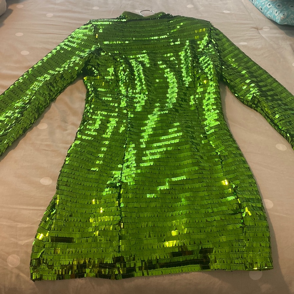 Lime green sequin dress
